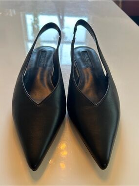 Tony Bianco Black Pointed Slingback Kitten Flats